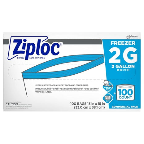 100 Ziploc 2-Gallon Freezer Bags