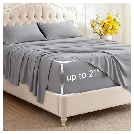 4-Piece Bedsure GentleSoft Deep Pocket Queen Size Sheet Set