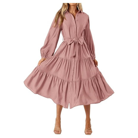 Women's Tiered Flowy Shirtdress (15 Colors)