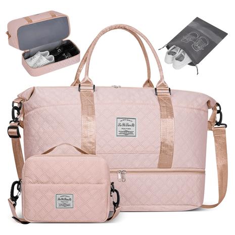 3-Piece Women's Weekender Duffle Bag Set w/ Shoe Compartment & Wet Pocket (2 Colors)