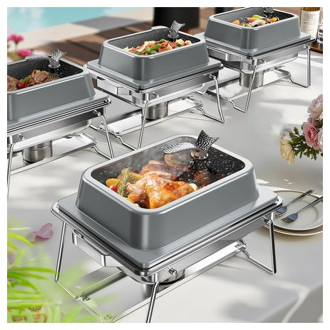 4-Pack 5QT Stainless Steel Chafing Dishes