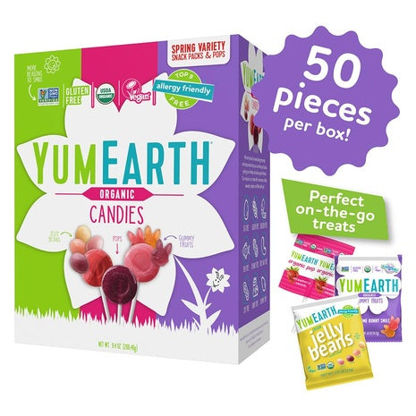 50 YumEarth Organic Gummy Fruits, Jelly Beans & Pops Candy Packs