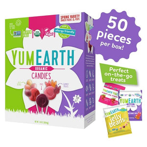 50 YumEarth Organic Gummy Fruits, Jelly Beans & Pops Candy Packs