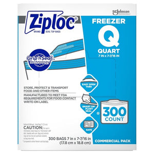 300 Professional Ziploc Quart Food Storage Freezer Bags