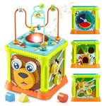 Wooden Montessori Activity Cube with Music & Lights