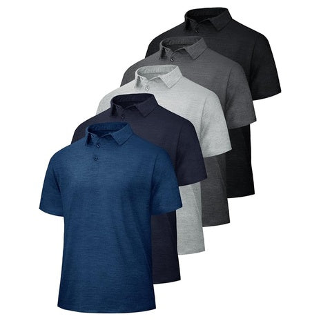 5-Pack Men's Quick Dry Moisture Wicking Golf Polo Shirts