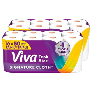 16 Family Triple Rolls (=50 Reg) Viva Signature Cloth Paper Towels