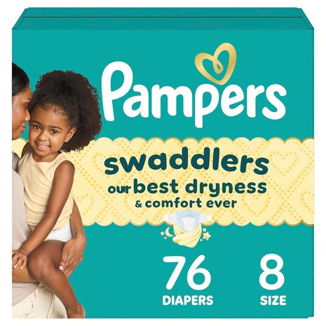 76 Size 8 Pampers Swaddlers Diapers