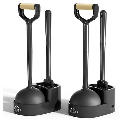 2 Toilet Brush & Plunger Sets with Holders