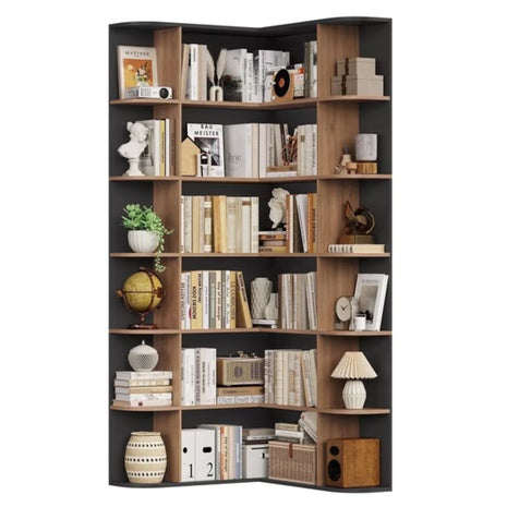 Homfa 73.9" 6 Tier L-Shaped Corner Bookshelf (Various)