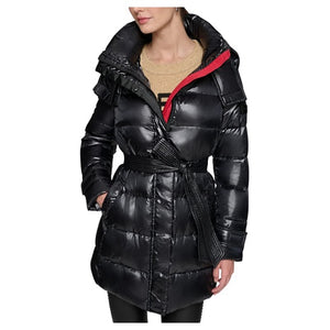 Contrast Belted Short Puffer