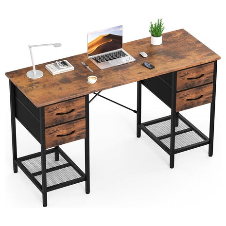 Sweetcrispy 55'' Computer Desk With 4 Drawers & Shelves