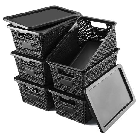 6 Stackable Storage Bins with Lids