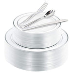 200 Piece Silver Plastic Plates