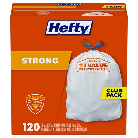 120 Hefty 13 Gallon Kitchen Trash Bags with Drawstrings