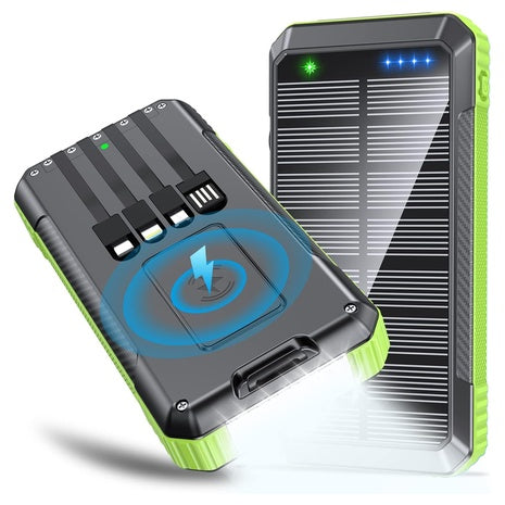 33800mAh Solar Power Bank With 4 Built in Cables