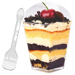 50 Square Clear Plastic Dessert Cups with Lids and Spoons