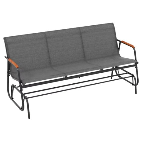 Costway Patio Glider Bench With Curved Teak Armrests