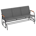 Costway Patio Glider Bench With Curved Teak Armrests