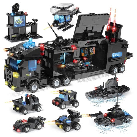1,100-Piece City SWAT Command Center Building Set