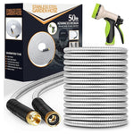 50-Ft Unywarse Stainless Steel Garden Hose W/ 10 Function Nozzle