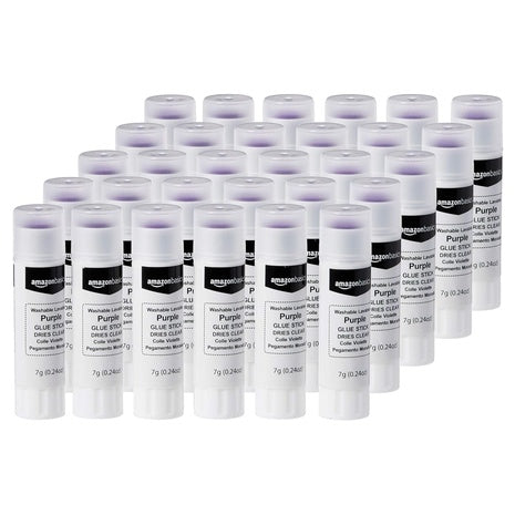 30-Pack Amazon Basics Purple Washable School Glue Sticks