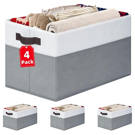 4-Pack Large Fabric Storage Baskets with Handles