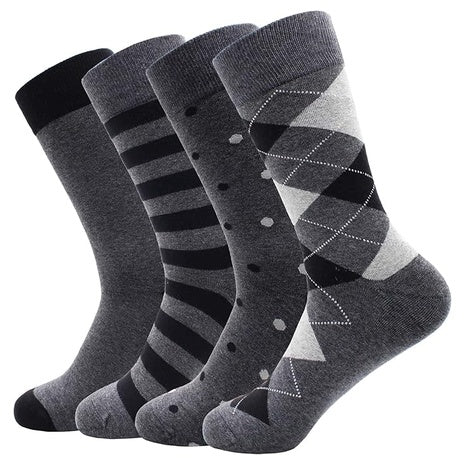Men's Grey Dress Socks (4 Pack)