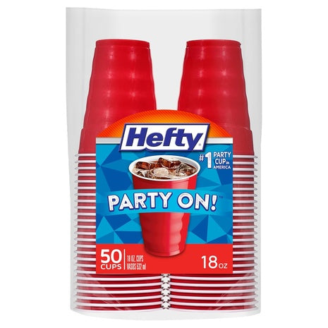 50 Hefty Party On Disposable Plastic Cups