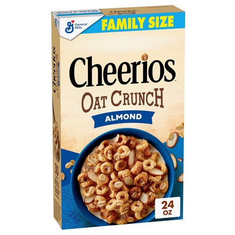 Family Size Box Cheerios Oat Crunch Almond Cereal (24oz)