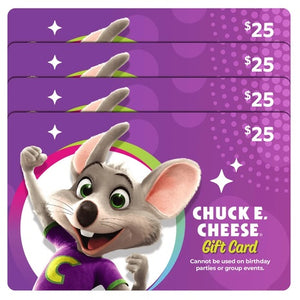 4 $25 Chuck E. Cheese eGift Cards