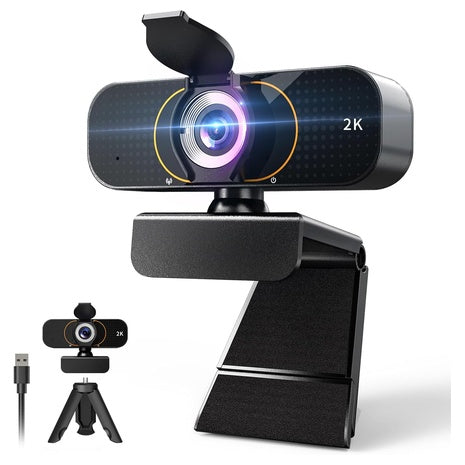 1080p & 2K HD Webcams with Privacy Cover & Tripod