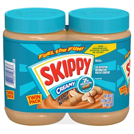 2 Skippy Creamy Peanut Butter, 40 Ounce