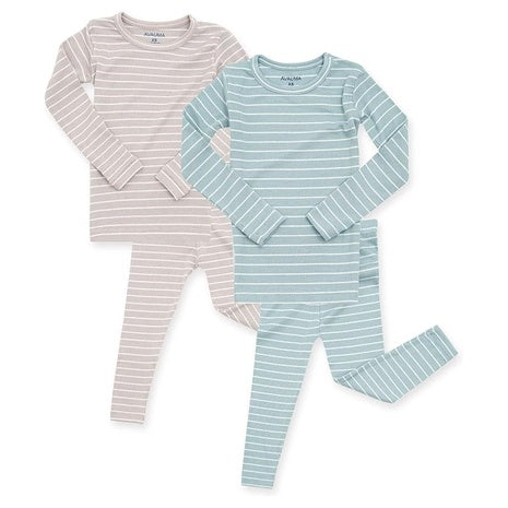 2 Pack of Size 3T Beige, Sky Ribbed Pajamas