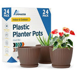 24-Pack 6" Plant Pots With Drainage & Saucers