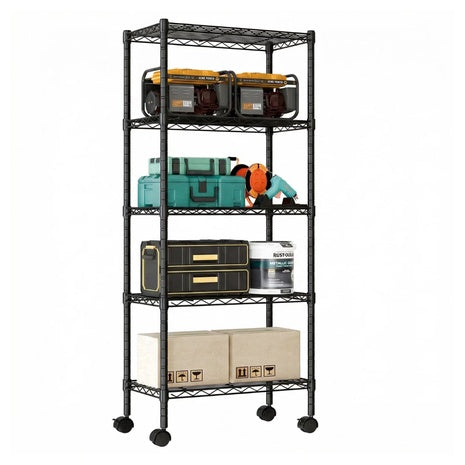5 Tier Adjustable Wire Shelving Unit With Wheels