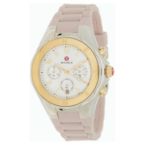 Michele Chronograph Silicone Strap Watch