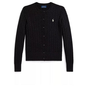 Polo Ralph Lauren Girls Metallic Cable Cotton-Blend Cardigan Sweater