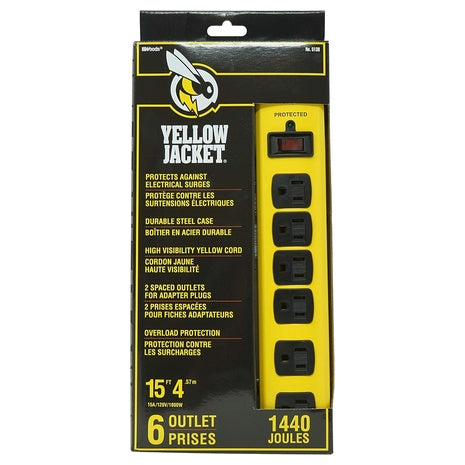 Yellow Jacket 15-Foot Heavy Duty Surge Protector Strip