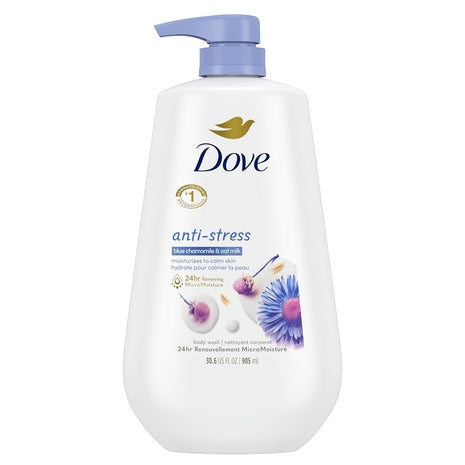Dove Anti-Stress Body Wash with Pump, Blue Chamomile & Oat Milk