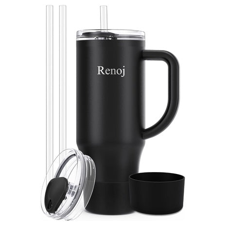 Stainless Steel Insulated Mug with Straws & Silicone Boot