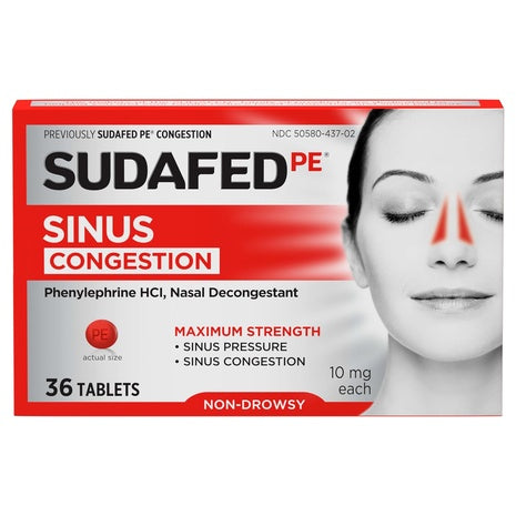 36 Sudafed PE Sinus Congestion Relief Tablets