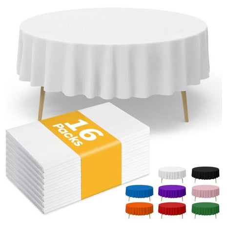 16 Round White Plastic Table Clothes