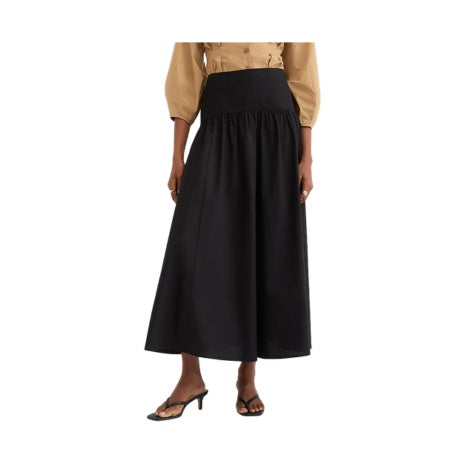 Yoke Poplin Maxi Skirt