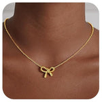 Dainty 14k Gold Bow Pendant Necklaces (4 Styles)