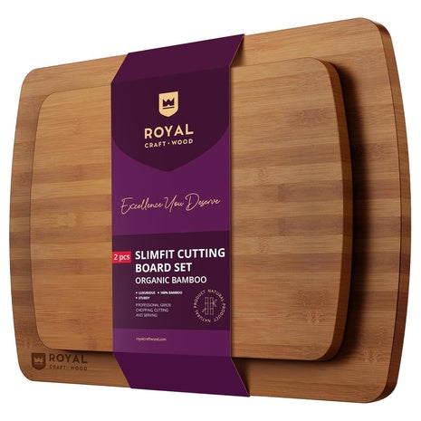 2-Piece Royal Craft Organic Carbonized Bamboo Cutting Board Set