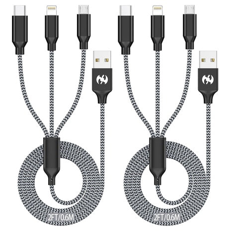 2-Pack 3-in-1 Multi Charging Cable