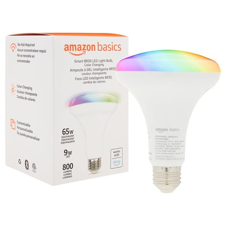 9W Amazon Basics Smart BR30 LED Color Changing Light Bulb