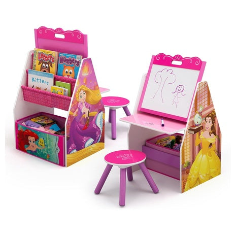 Delta Children Activity Center with Easel Desk, Stool & Toy Organizer