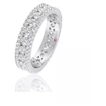 Suzy Levian Sterling Silver Cubic Zirconia White Three Row Modern Eternity Band